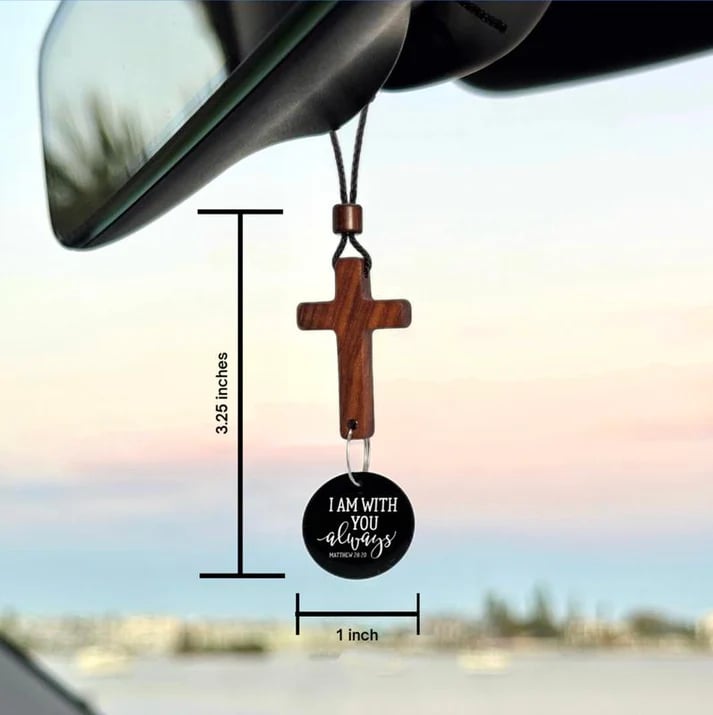 ✝️Bible Verse Car Rearview Hanging Cross Ornament - Scan for a Bible Verse Every Day